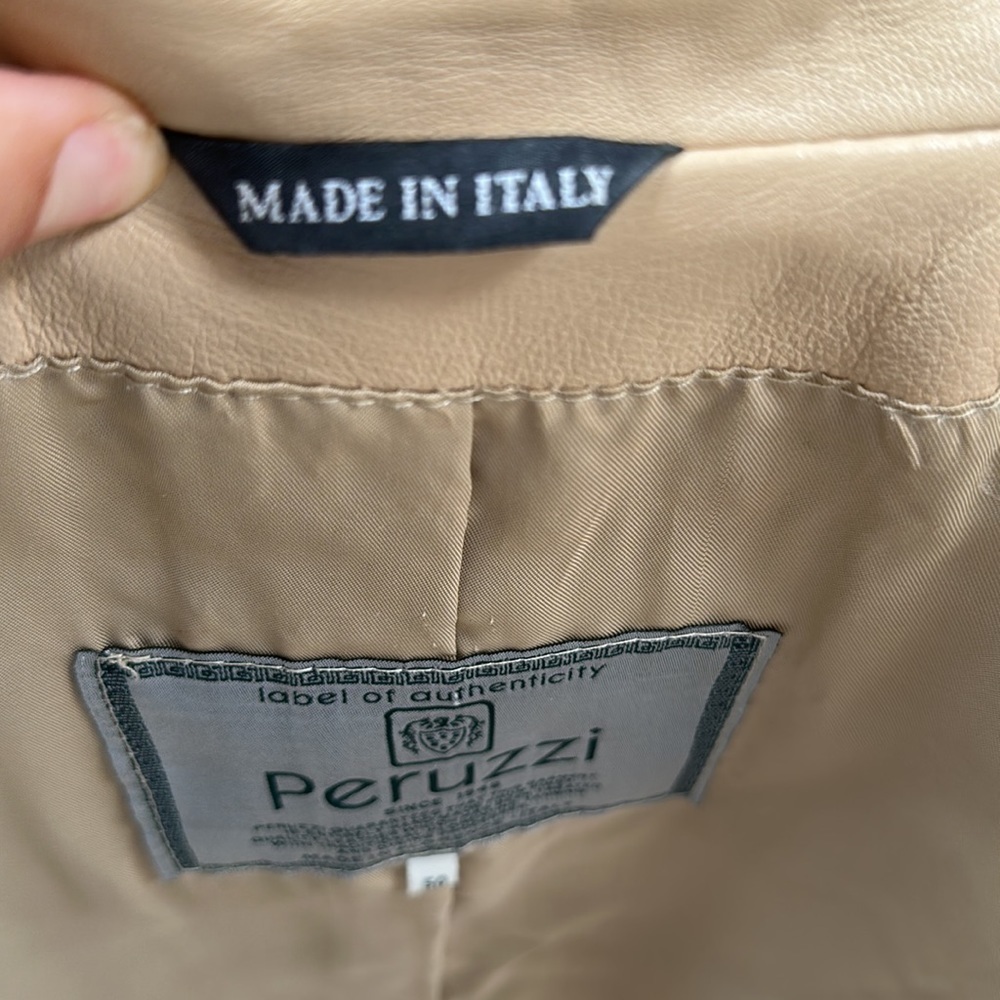 Peruzzi leather jacket. Women’s size 50. Tan​​​​​​​​​​​​​​​​​ - Picture 6 of 11